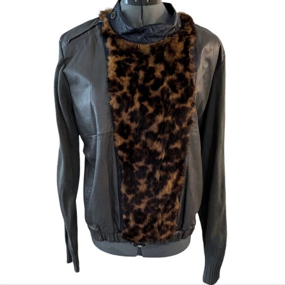 Vintage Jackie Vital leather fur & knit jacket size medium - Picture 5 of 8